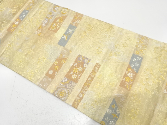 JAPANESE FUKURO OBI / WOVEN FLOWER & BIRD